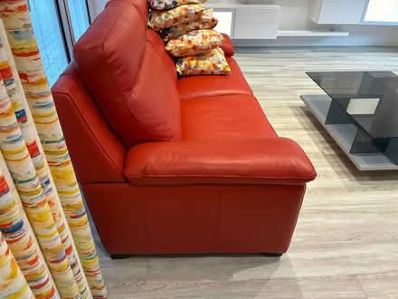Photo of free 3 seater orange leather sofa (Reigate RH2) #2