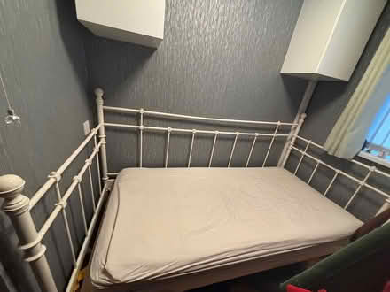 Photo of free IKEA cream metal single bed (Great Sankey) #1
