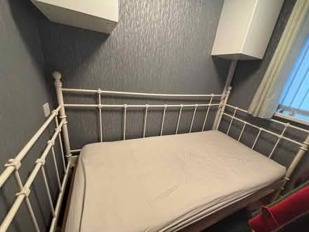 Photo of free IKEA cream metal single bed (Great Sankey) #2