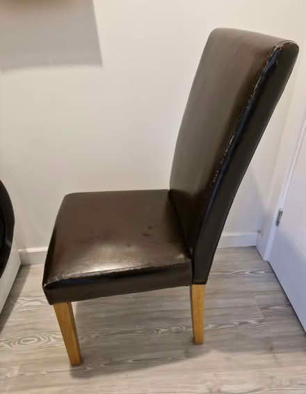 Photo of free 4 brown faux leather chairs (Reading RG1) #1