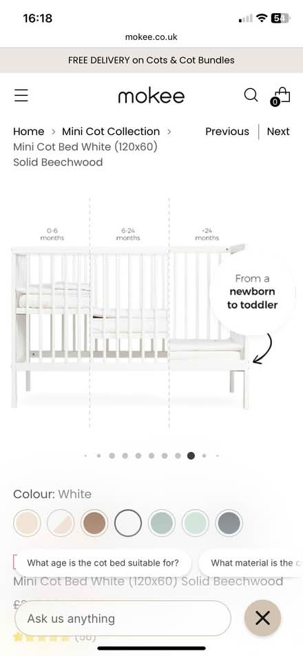 Photo of free Baby - Toddler cot bed Mokee white (Bethnal Green E2) #2