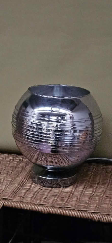 Photo of free Next Lamp 9" silver glass globe, needs new plug. (IM8) #1