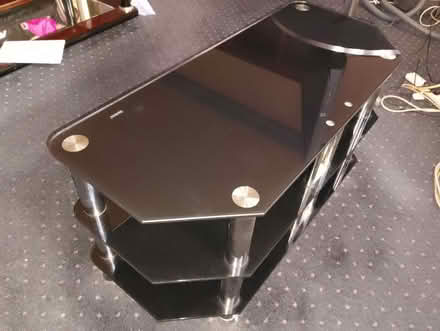 Photo of free Black glass TV stand (Harringay N4) #2