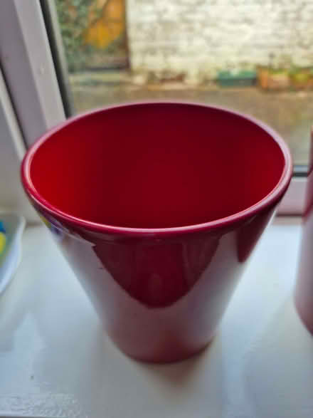 Photo of free 2 red flowerpots (Station Area RG21) #2