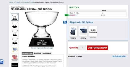 Photo of free Blank crystal trophy/award cup (Fruitvale and 580) #2