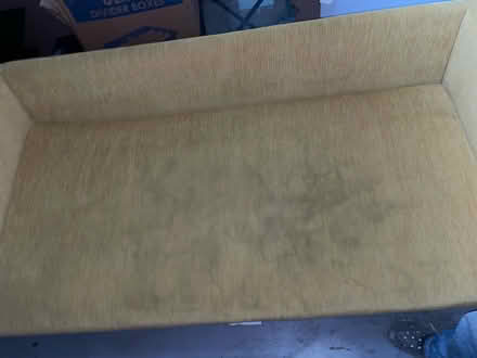 Photo of free Yellow Fabric Couch and Footstool (Mundelein) #3