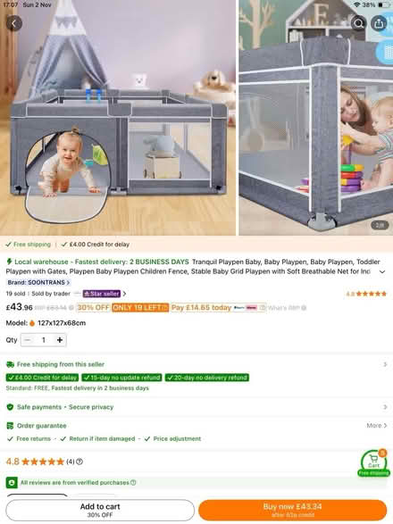 Photo of free Baby playpen (Atherstone CV9) #1