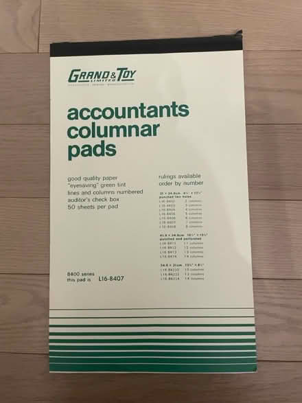 Photo of free Accountant columnar paper (Kennedy/16th in Markham) #1