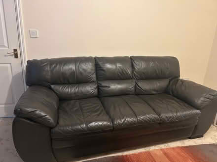 Photo of free Black leather sofa (Elstow MK42) #1
