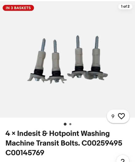 Photo of Transit Bolts for Indesit Washing Machine (Penrith CA11) #1