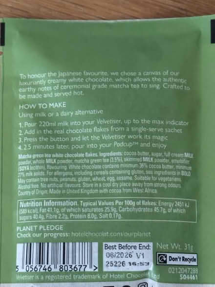 Photo of free Hotel Choclat Hot Drinking chocolate (various flavours) (Langham NR25) #2