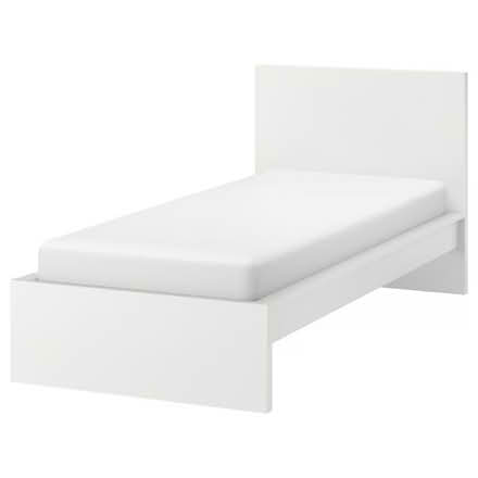 Photo of free IKEA MALM Bed frame, high, white/Luröy, standard single (Grenoside S35) #1