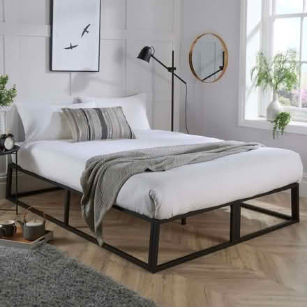 Photo of free Black metal double bed frame with mattress (Streatham Park SW16) #1