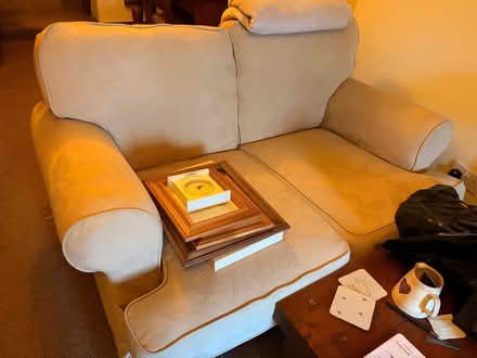 Photo of free 2 seater cream sofa (Backbarrow LA12) #1