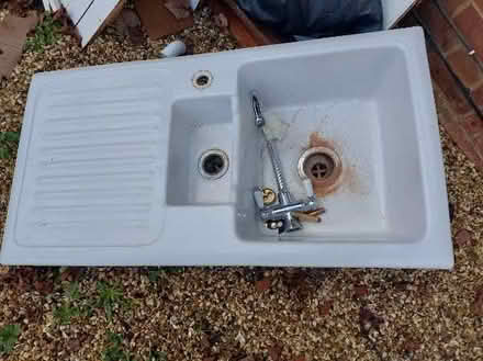 Photo of free Kitchen sink: 1.5 bowl ceramic sink w/left-hand drainboard (Millfield) #2