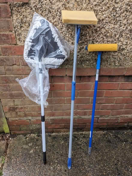 Photo of free 3 x Cleaning Items - DryFloor Mop, Wet sponge Mop, Window Mo (IP3) #1