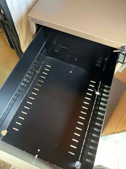 Photo of free 3 drawer Bisley lockable filing cabinet - Brown/Cream (South Cerney GL7) #2