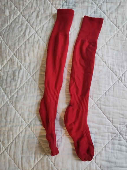 Photo of free Long, red PE Socks UK 7 EUR 41 (L1 Liverpool City Centre) #1