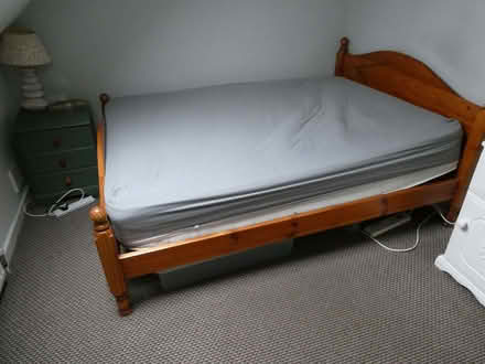 Photo of free Double bed and mattress - Pine - Ikea style (Cinnamon Brow WA2) #1