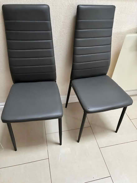 Photo of free Two Faux Grey Leather Dining or Kitchen Chairs (Parkham Hill TQ5) #1