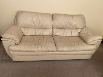 Photo of free Two Cream Leather Sofas (Weymouth) #1