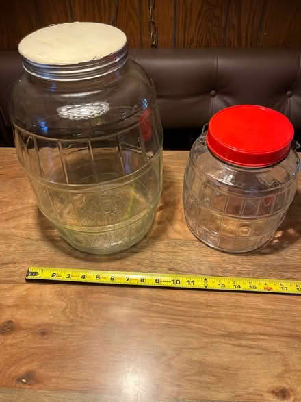 Photo of free Large Glass Pickle Barrel Jars (Niles) #1