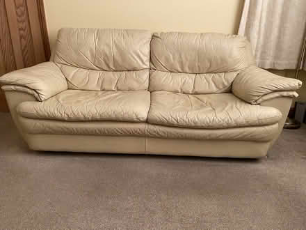 Photo of free Two Cream Leather Sofas (Weymouth) #2
