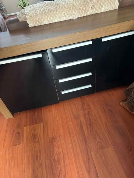Photo of free Wood & black glass sideboard (Balsall Heath B12) #1