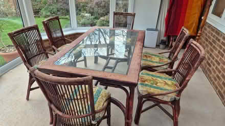 Photo of free Glass-topped table and 6 chairs (Hyde Heath HP6) #1