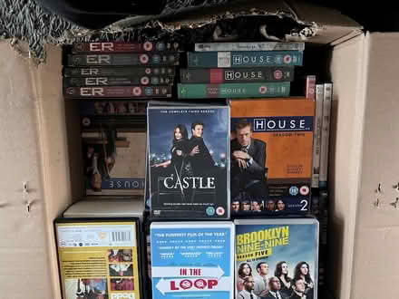 Photo of free Large box of DVDs, mostly box sets (Gamlingay SG19) #1