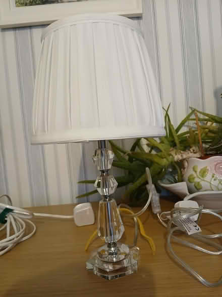 Photo of free Decorative clear lamp & white shade (Great Baddow) #1