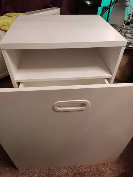 Photo of free White small bedroom cabinet with pull out roller draw (Owlthorpe S20) #2