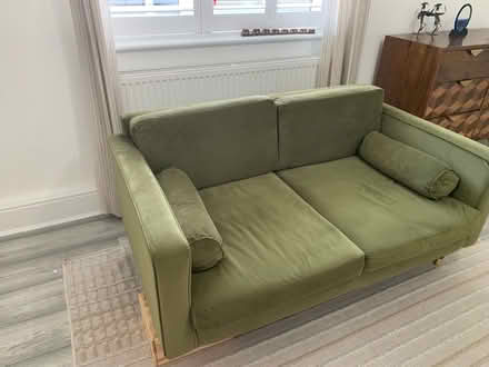 Photo of free 2 seat and 3 seat sofa green velvet (South Oxhey WD19) #2
