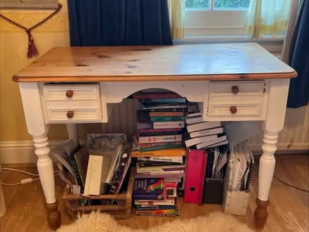 Photo of free Pine wooden white desk table (Chiswick) #1