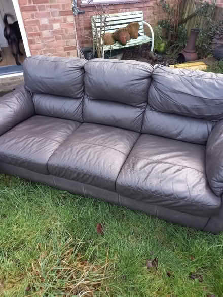 Photo of free Real leather 3 seat sofa (Anstey LE7) #2