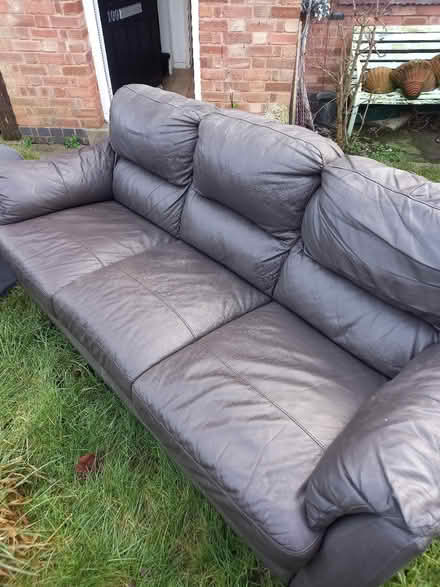 Photo of free Real leather 3 seat sofa (Anstey LE7) #3