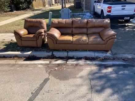 Photo of free Leather couch and recliner (South Austin) #1