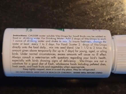 Photo of free Bird Vitamin Drops (NW Tucson. Ina/Thornydale) #3