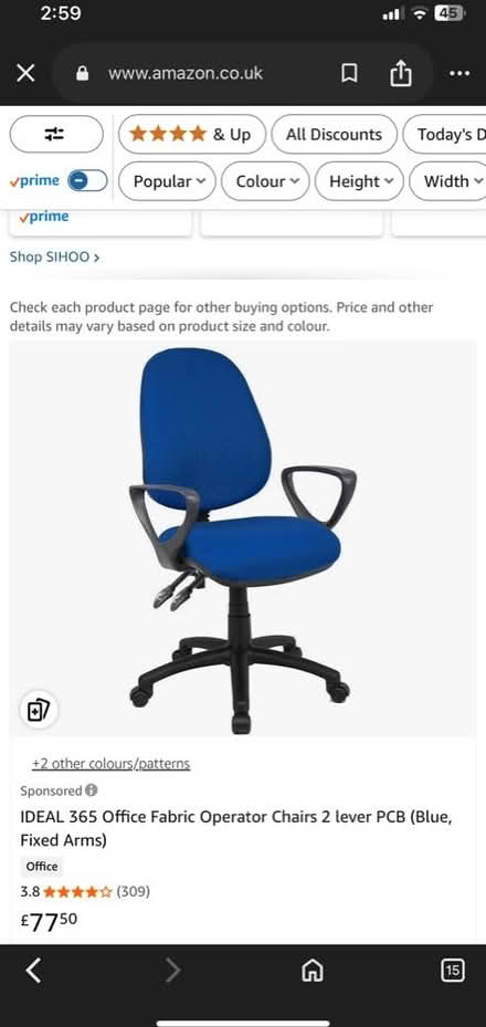 Photo of free IDEAL 365 Office Fabric Operator Chairs 2 lever PCB (Blue, F (Southcote RG30) #1