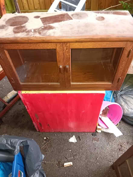 Photo of free Small wooden cabinet with inset glass (Knaresborough HG5) #1