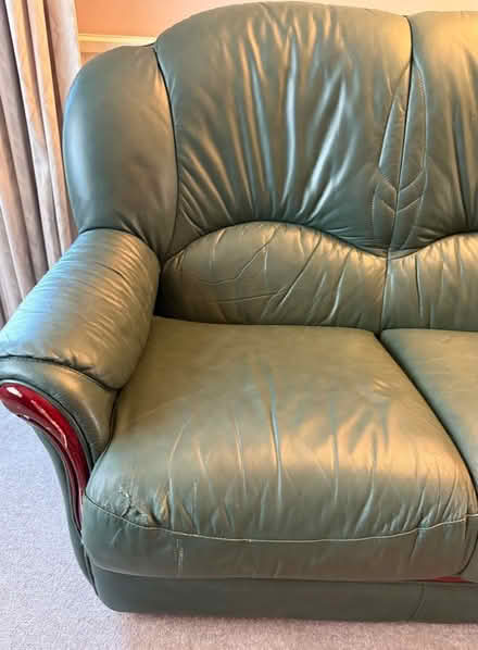 Photo of free Green 2 seater leather sofa (Highway SL6) #4
