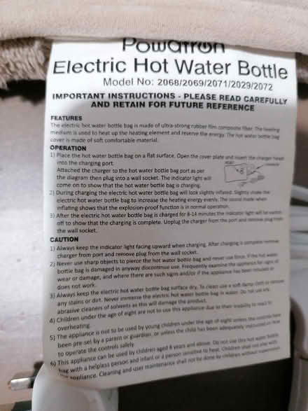 Photo of free Electric hot water bottle (Langney BN23) #3