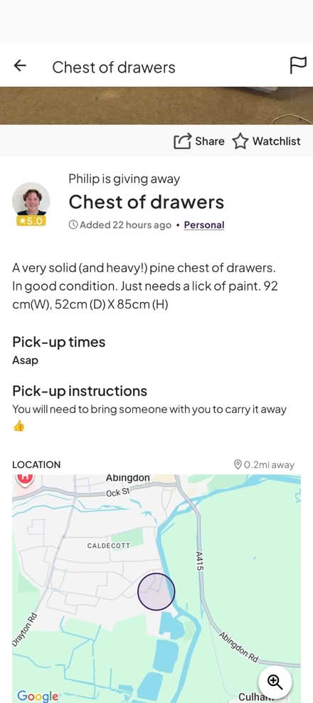 Photo of free Chest of drawers (South Abingdon OX14 5) #2