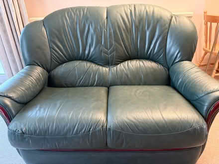 Photo of free Green 2 seater leather sofa (Highway SL6) #2