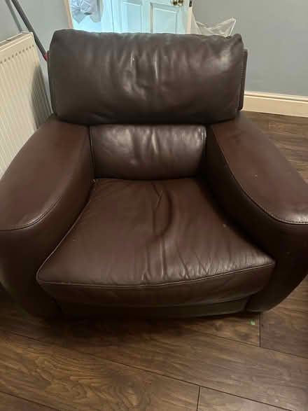 Photo of free Brown Leather Sofa And Chair (Allerton BD15) #2