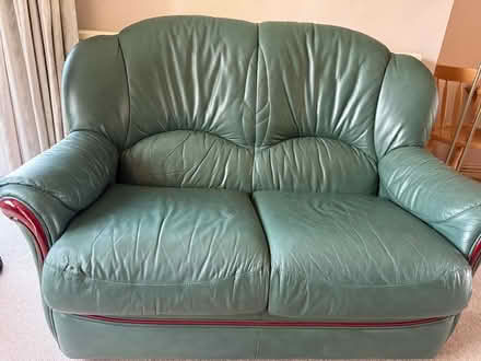 Photo of free Green 2 seater leather sofa (Highway SL6) #3