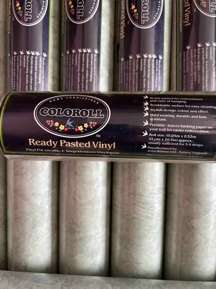 Photo of free 13 full & 1 part roll Coloroll ready pasted vinyl wallpaper (Clarkston G76) #2