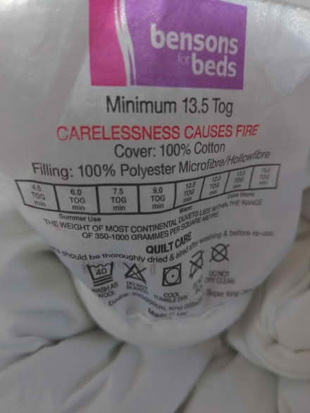 Photo of free King Size Polyester Duvet 13.5 Tog (Ditchling Common BN6) #1
