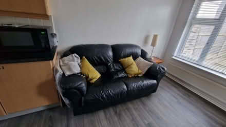 Photo of free Leather sofa - really good condition, non smokers, no pets. (Cinnamon Brow WA2) #2