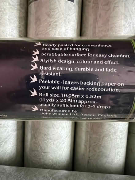 Photo of free 13 full & 1 part roll Coloroll ready pasted vinyl wallpaper (Clarkston G76) #3